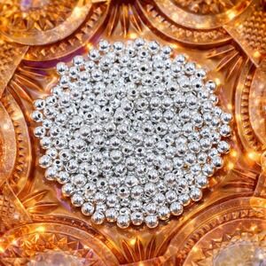Spacer Beads 4mm Round Sterling Silver Plated Smooth Filler Beads 500 Piece Lot